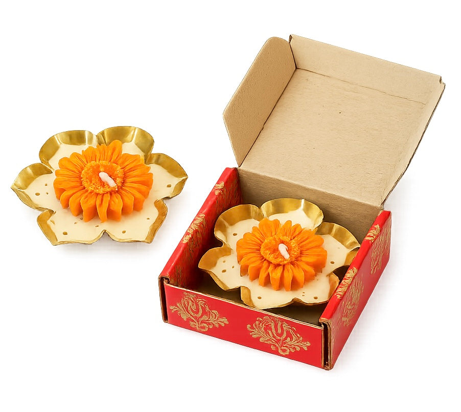 Beautiful Lotus Sunflower Urli – Soy Wax | Holy Peony Fragrance