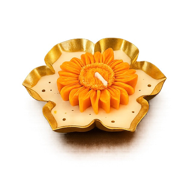 Beautiful Lotus Sunflower Urli – Soy Wax | Holy Peony Fragrance